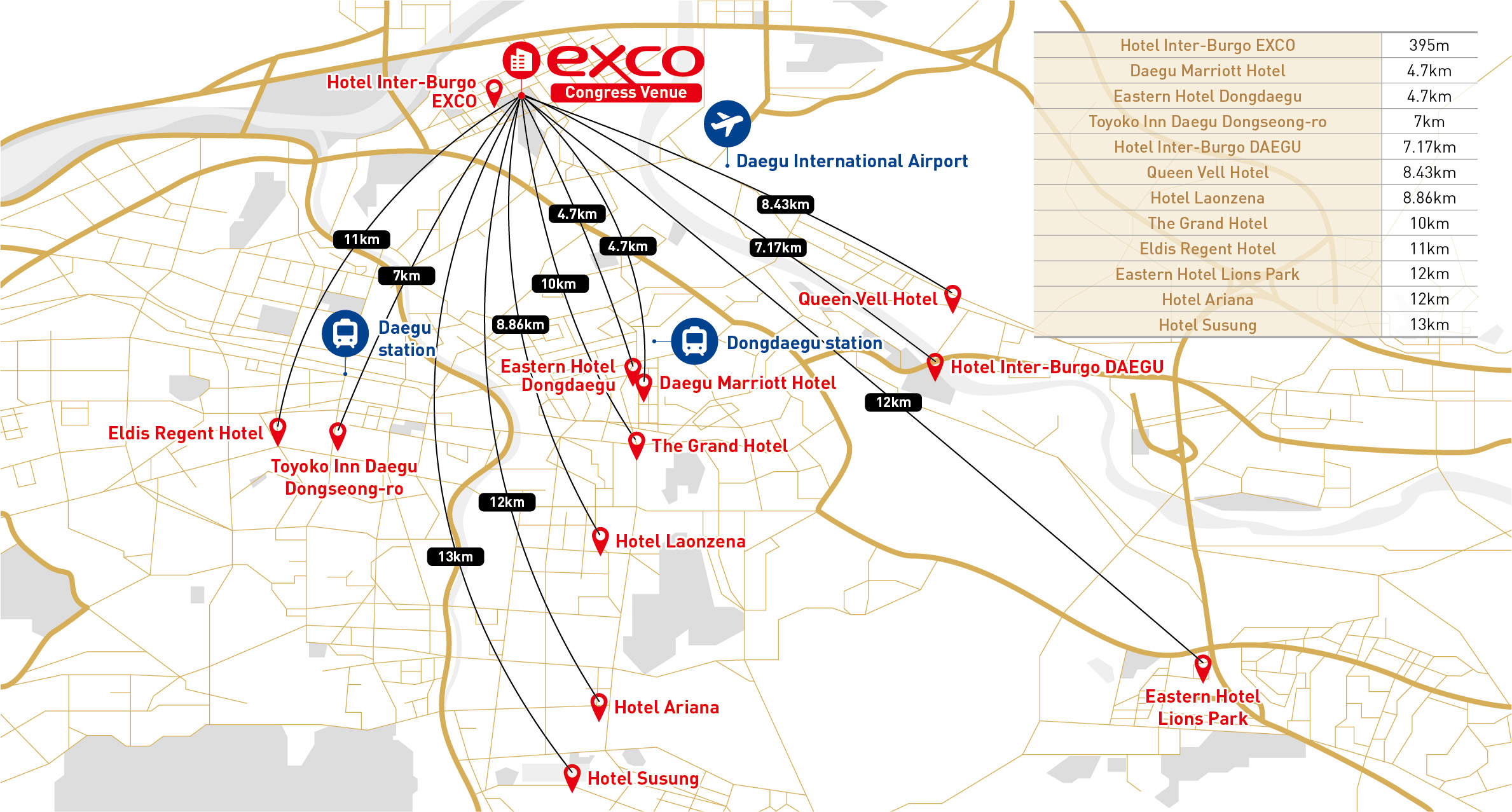 Accommodation in Daegu Map Image
